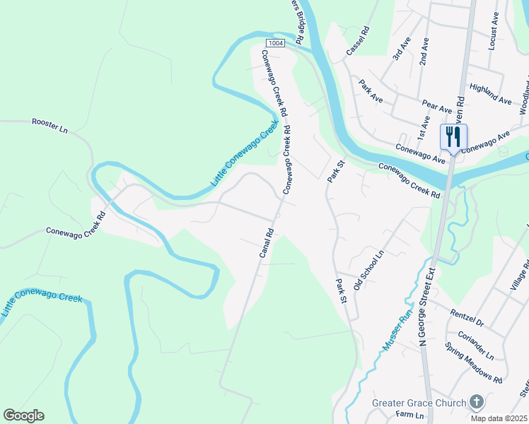 map of restaurants, bars, coffee shops, grocery stores, and more near 1190 Conewago Ave in Manchester