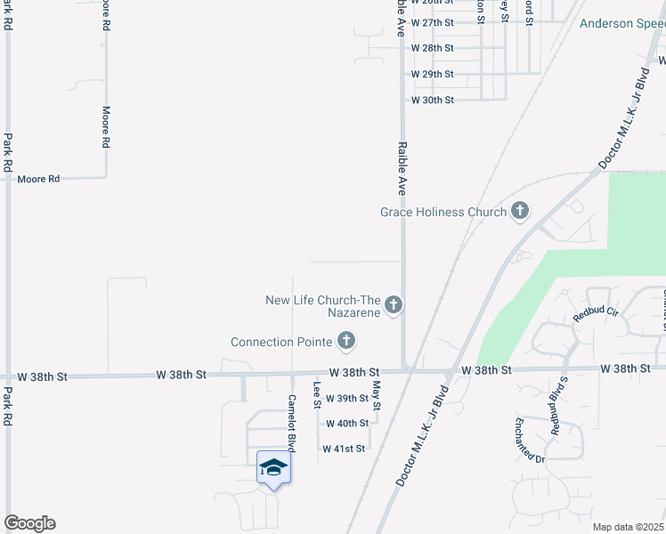 map of restaurants, bars, coffee shops, grocery stores, and more near 2721 West 34th Street in Anderson