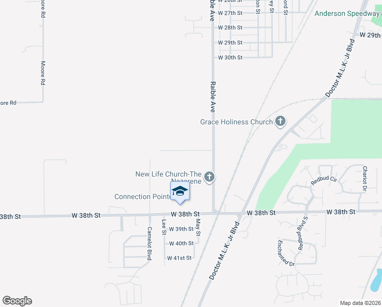 map of restaurants, bars, coffee shops, grocery stores, and more near 2619 West 34th Street in Anderson