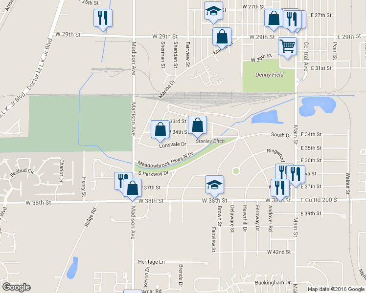 map of restaurants, bars, coffee shops, grocery stores, and more near 603 Lonsvale Drive in Anderson