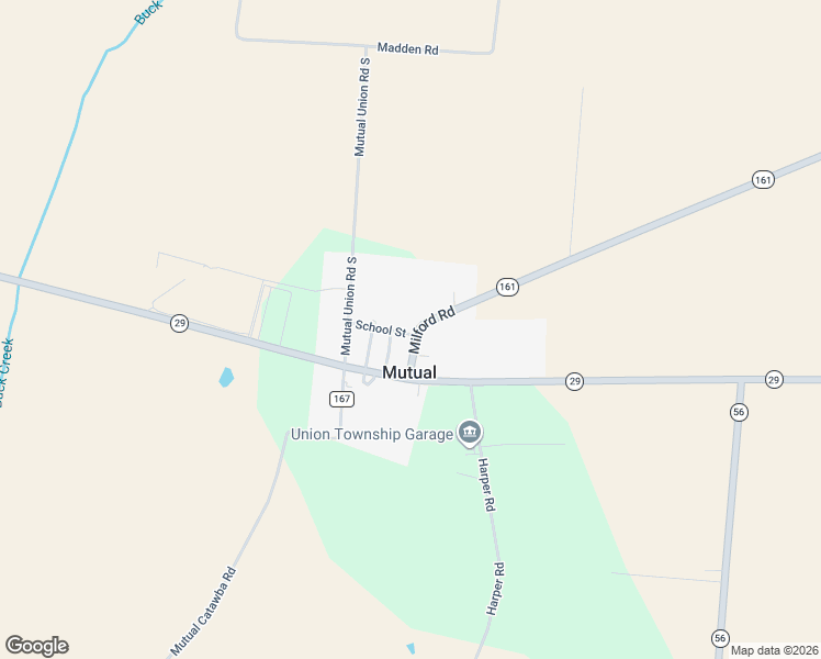 map of restaurants, bars, coffee shops, grocery stores, and more near 6052 Ohio 161 in Urbana