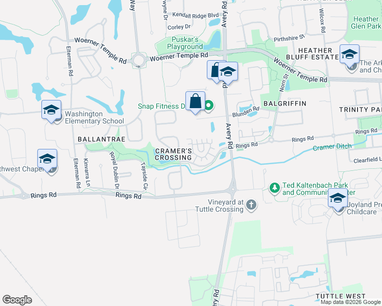 map of restaurants, bars, coffee shops, grocery stores, and more near 6271 Hampton Green Place in Dublin