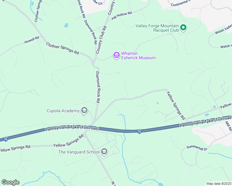 map of restaurants, bars, coffee shops, grocery stores, and more near 1561 Yellow Springs Road in Malvern