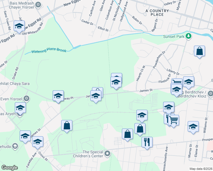 map of restaurants, bars, coffee shops, grocery stores, and more near 118 Southfield Drive in Lakewood