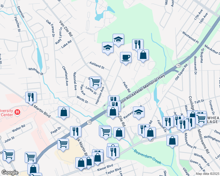 map of restaurants, bars, coffee shops, grocery stores, and more near 66 Hendrickson Avenue in Brick Township