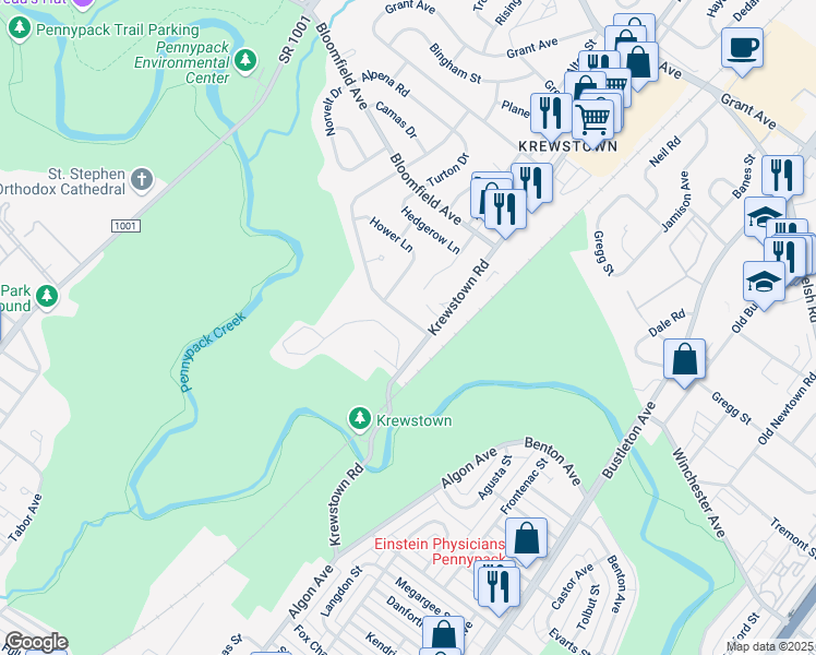 map of restaurants, bars, coffee shops, grocery stores, and more near 8806 Rising Sun Avenue in Philadelphia