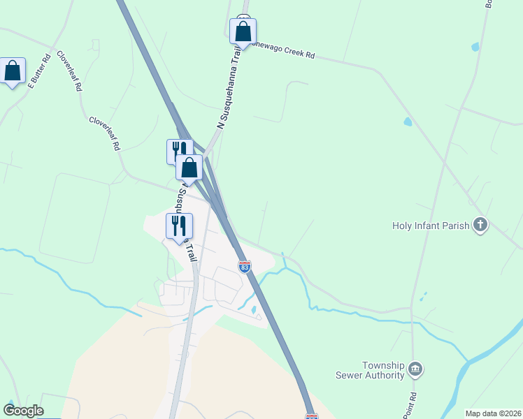 map of restaurants, bars, coffee shops, grocery stores, and more near 170 Locust Point Road in York