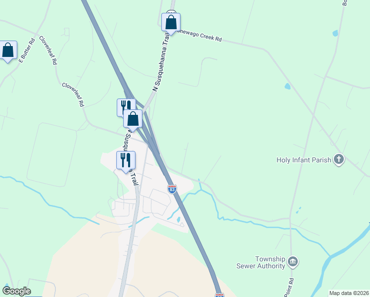 map of restaurants, bars, coffee shops, grocery stores, and more near 170 Locust Point Road in York