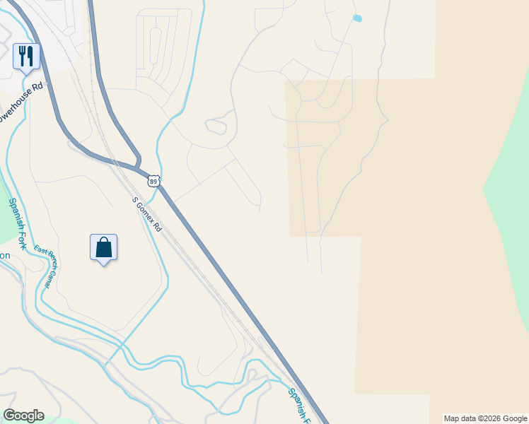 map of restaurants, bars, coffee shops, grocery stores, and more near 5391 South Acacia Drive in Spanish Fork