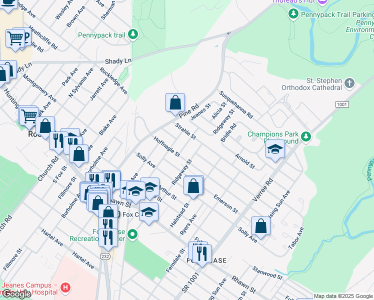 map of restaurants, bars, coffee shops, grocery stores, and more near 519 Hoffnagle Street in Philadelphia