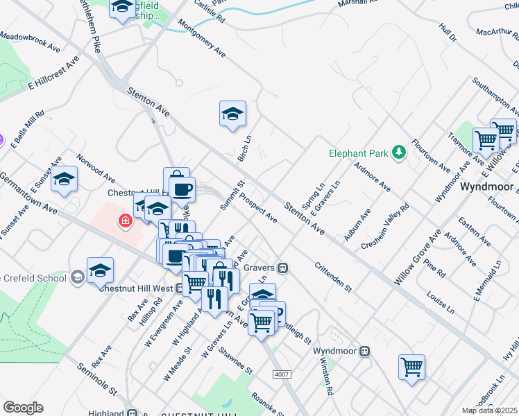 map of restaurants, bars, coffee shops, grocery stores, and more near in Philadelphia