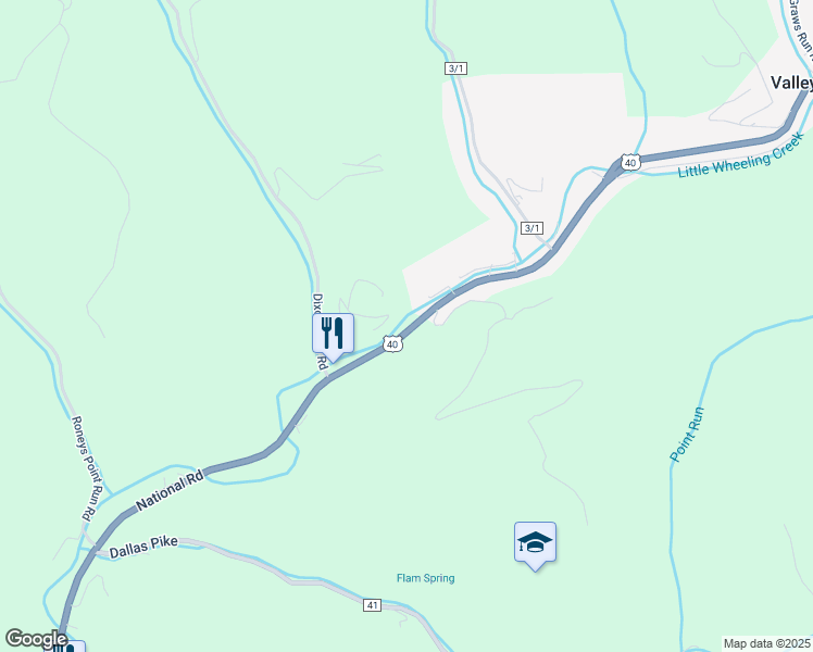 map of restaurants, bars, coffee shops, grocery stores, and more near 10570 National Rd in Triadelphia