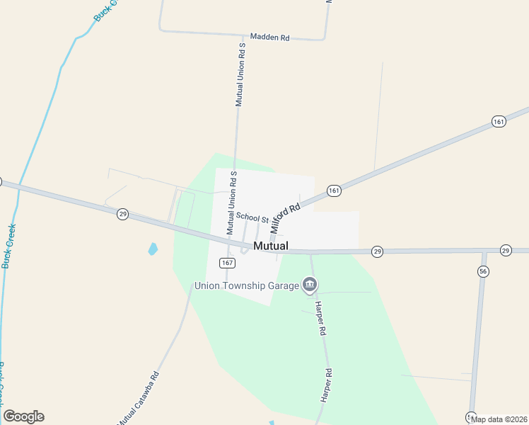 map of restaurants, bars, coffee shops, grocery stores, and more near 6052 Ohio 161 in Urbana