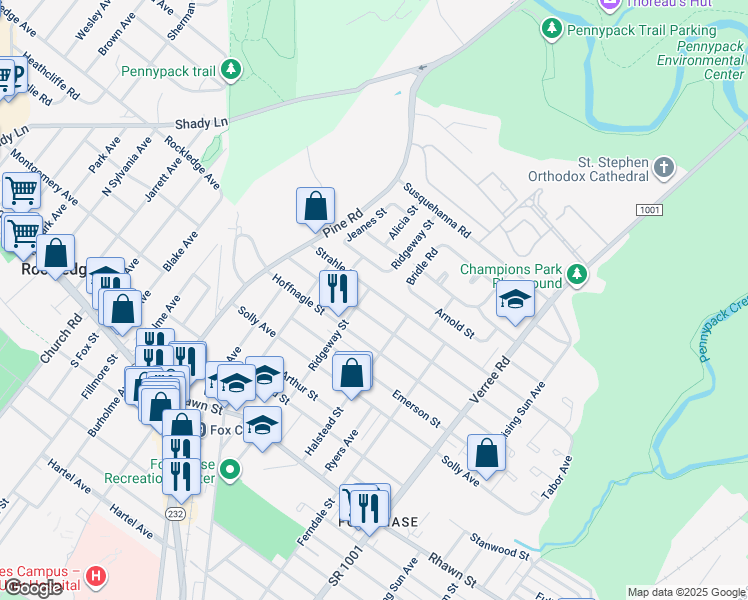 map of restaurants, bars, coffee shops, grocery stores, and more near 606 Strahle Street in Philadelphia