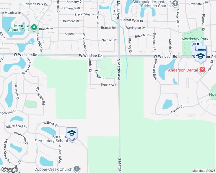 map of restaurants, bars, coffee shops, grocery stores, and more near 1809 Kenny Ave in Champaign