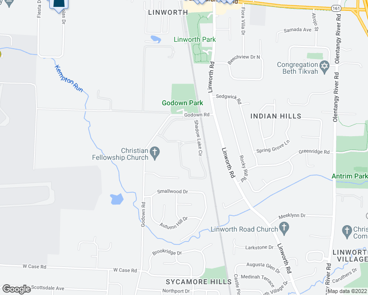 map of restaurants, bars, coffee shops, grocery stores, and more near 1287 Lane on the Lake in Columbus