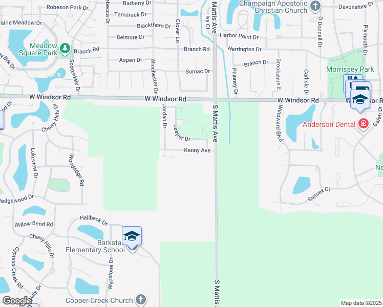 map of restaurants, bars, coffee shops, grocery stores, and more near 1809 Kenny Avenue in Champaign