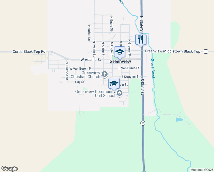 map of restaurants, bars, coffee shops, grocery stores, and more near 159 West Lincoln Street in Greenview