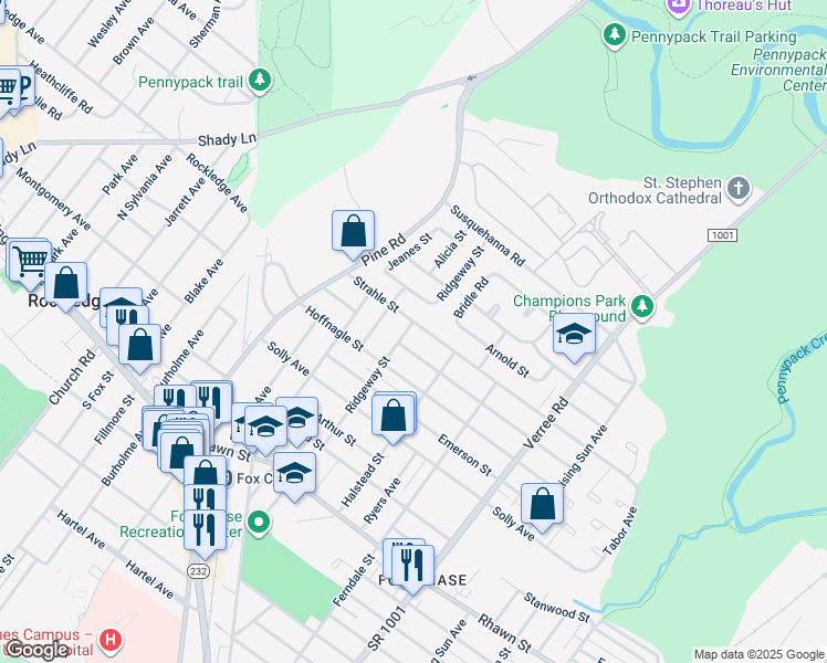 map of restaurants, bars, coffee shops, grocery stores, and more near 600 Strahle Street in Philadelphia