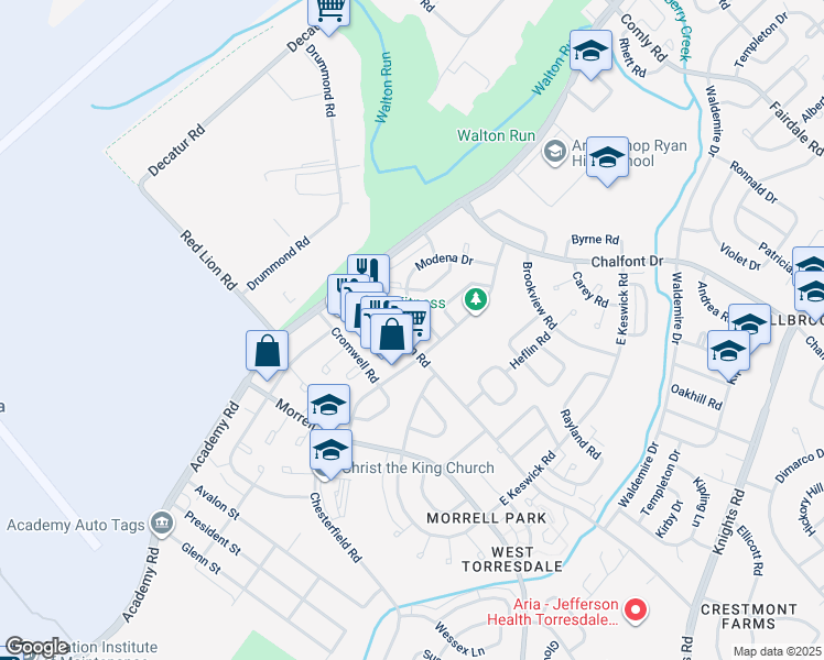 map of restaurants, bars, coffee shops, grocery stores, and more near in Philadelphia