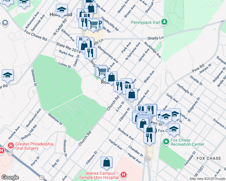 map of restaurants, bars, coffee shops, grocery stores, and more near 210 Lynwood Avenue in Rockledge