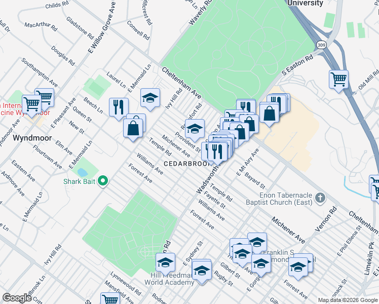 map of restaurants, bars, coffee shops, grocery stores, and more near in Philadelphia