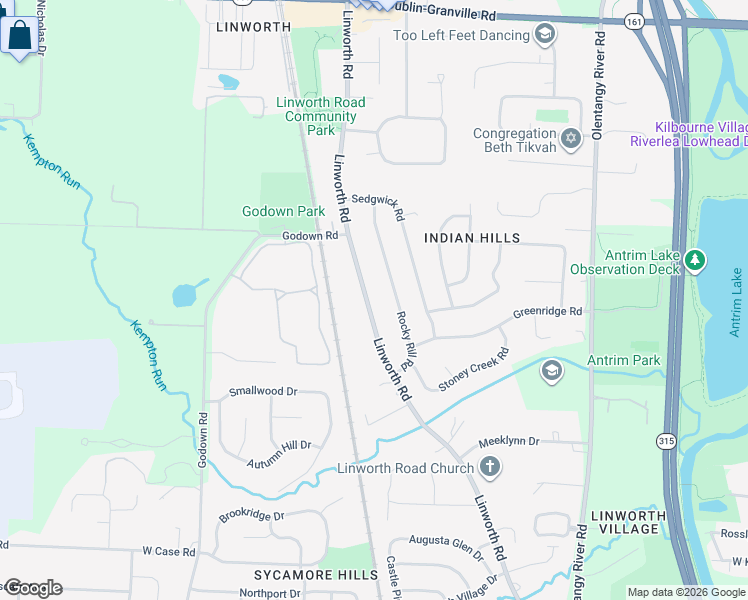 map of restaurants, bars, coffee shops, grocery stores, and more near 5649 Linworth Road in Columbus