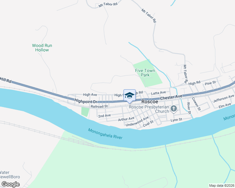 map of restaurants, bars, coffee shops, grocery stores, and more near 800 High Street in Coal Center