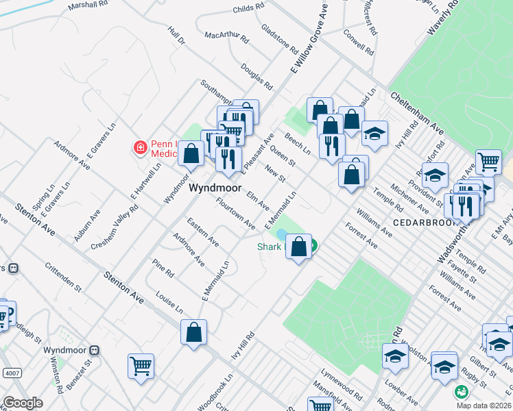 map of restaurants, bars, coffee shops, grocery stores, and more near 812 Campbell Lane in Wyndmoor