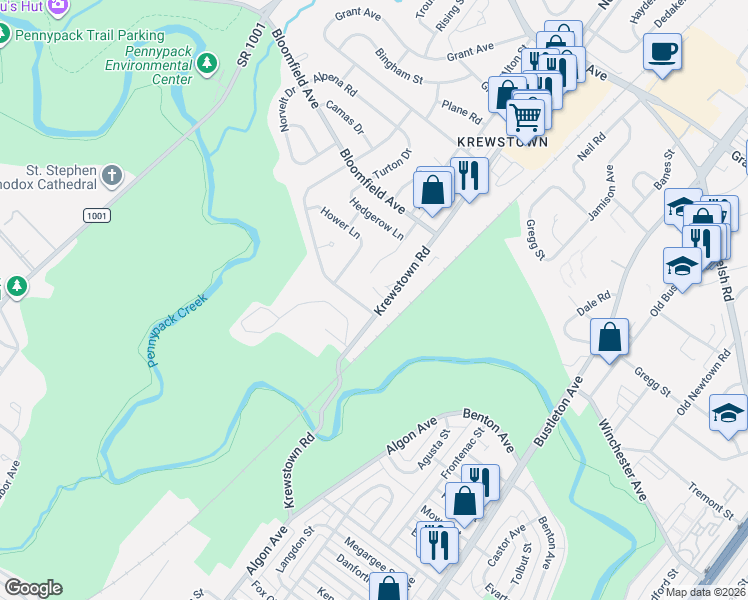 map of restaurants, bars, coffee shops, grocery stores, and more near in Philadelphia