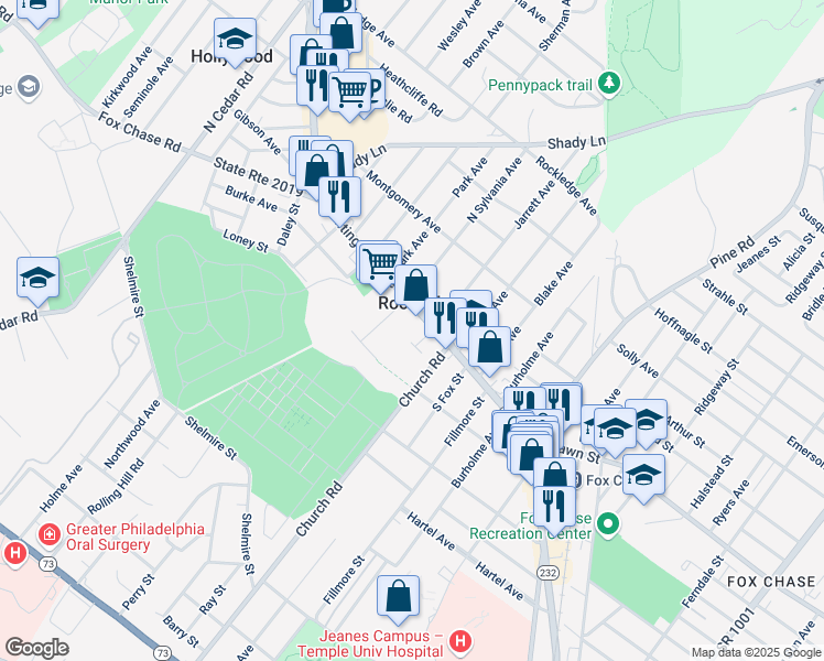 map of restaurants, bars, coffee shops, grocery stores, and more near 210 Lynwood Avenue in Rockledge