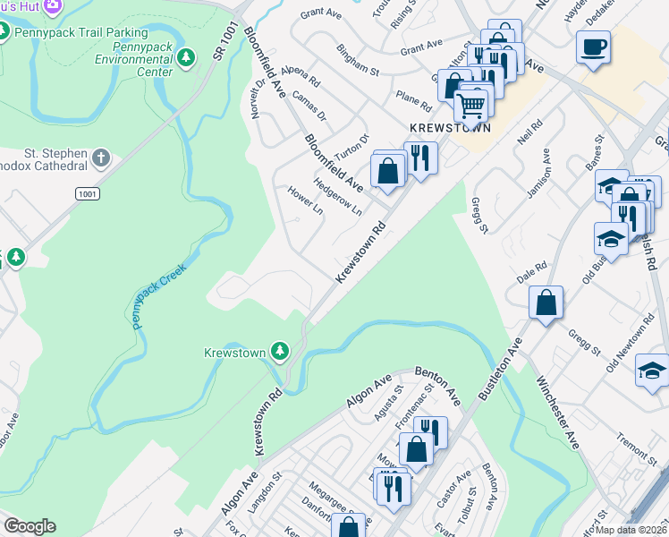 map of restaurants, bars, coffee shops, grocery stores, and more near in Philadelphia