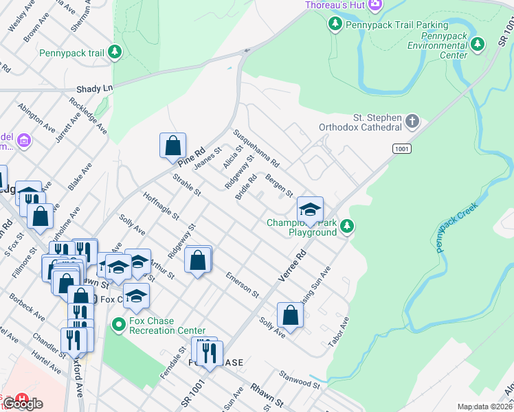 map of restaurants, bars, coffee shops, grocery stores, and more near 727 Arnold Street in Philadelphia