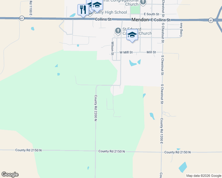 map of restaurants, bars, coffee shops, grocery stores, and more near 336 Country Lane in Mendon