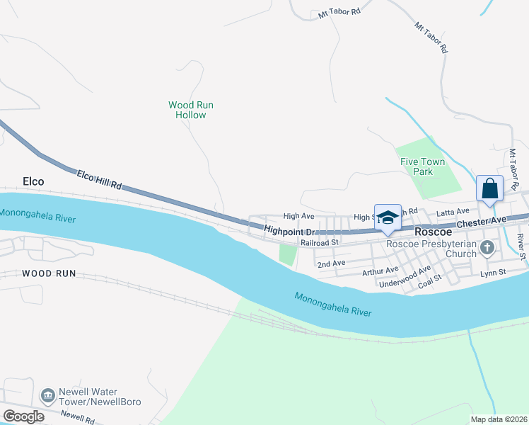 map of restaurants, bars, coffee shops, grocery stores, and more near 511 High Avenue in Elco
