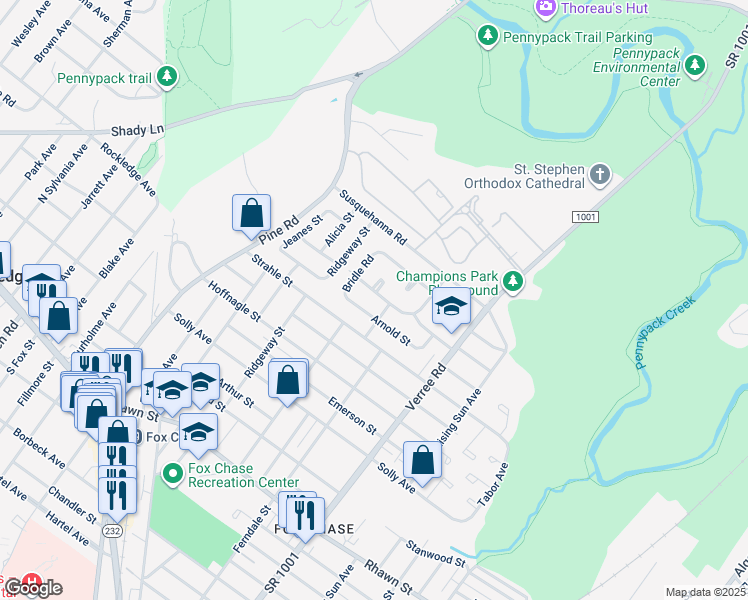 map of restaurants, bars, coffee shops, grocery stores, and more near 726 Kendrick Street in Philadelphia
