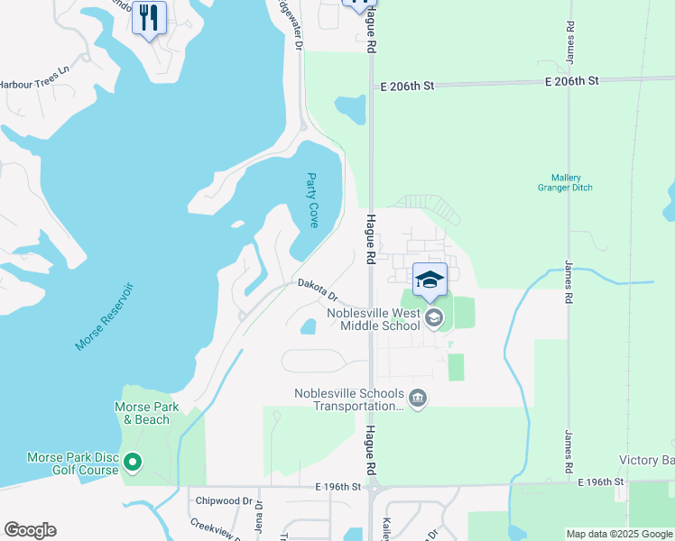 map of restaurants, bars, coffee shops, grocery stores, and more near 20131 Marie Court in Noblesville