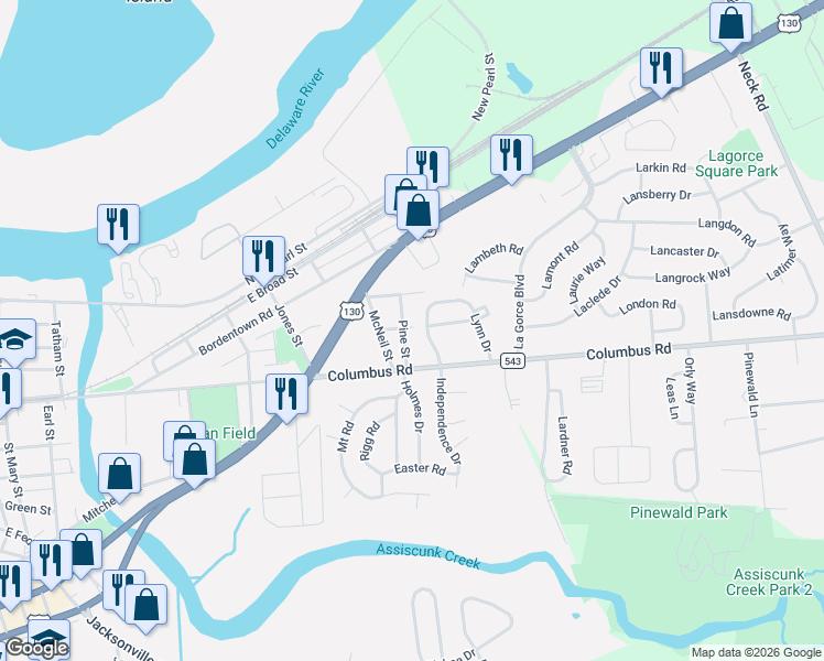 map of restaurants, bars, coffee shops, grocery stores, and more near 318 Pine Street in Burlington