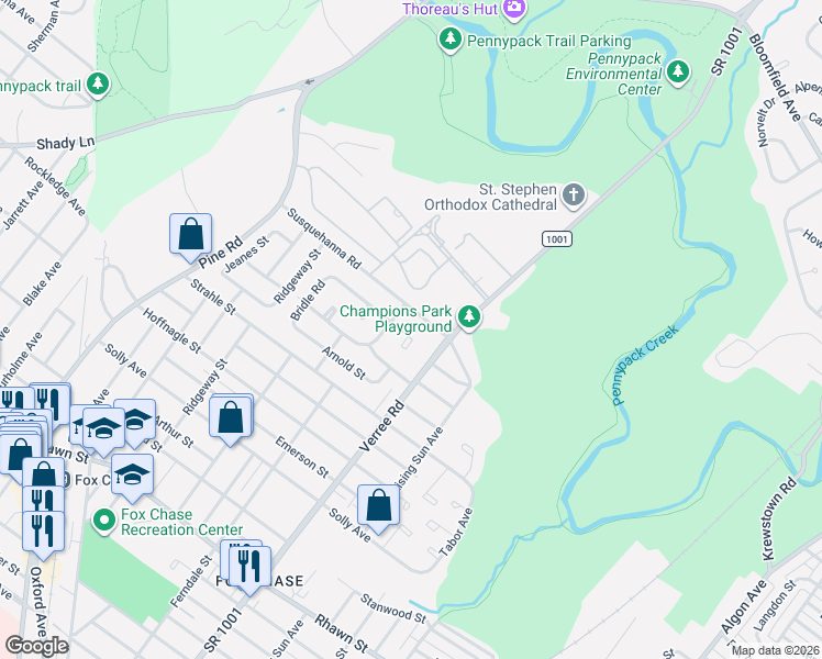 map of restaurants, bars, coffee shops, grocery stores, and more near 8510 Bergen Place in Philadelphia