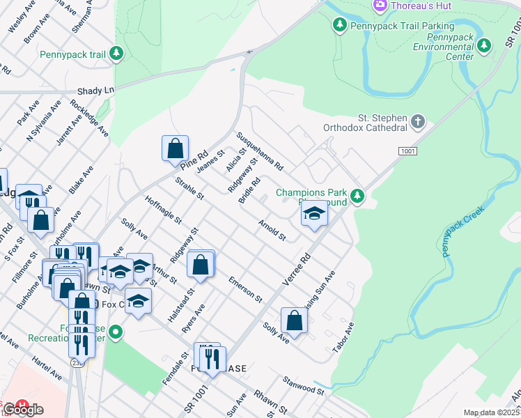 map of restaurants, bars, coffee shops, grocery stores, and more near 726 Kendrick Street in Philadelphia