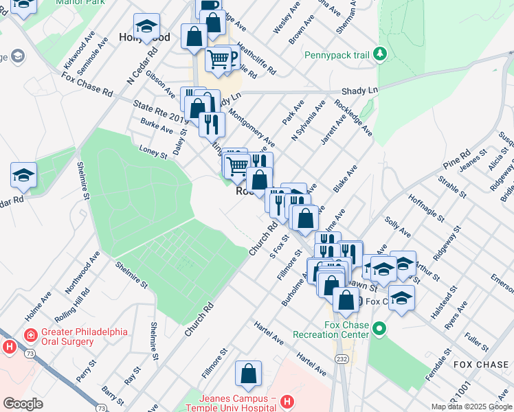 map of restaurants, bars, coffee shops, grocery stores, and more near 210 Lynwood Avenue in Rockledge
