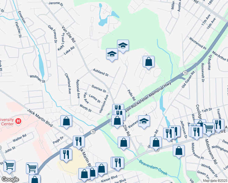 map of restaurants, bars, coffee shops, grocery stores, and more near 66 Hendrickson Avenue in Brick Township