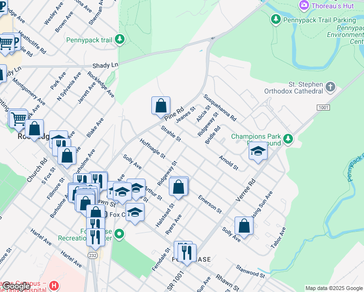 map of restaurants, bars, coffee shops, grocery stores, and more near 528 Strahle Street in Philadelphia