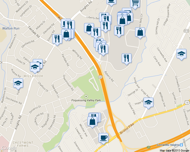 map of restaurants, bars, coffee shops, grocery stores, and more near 4477-4599 Ernie Davis Cir in Philadelphia