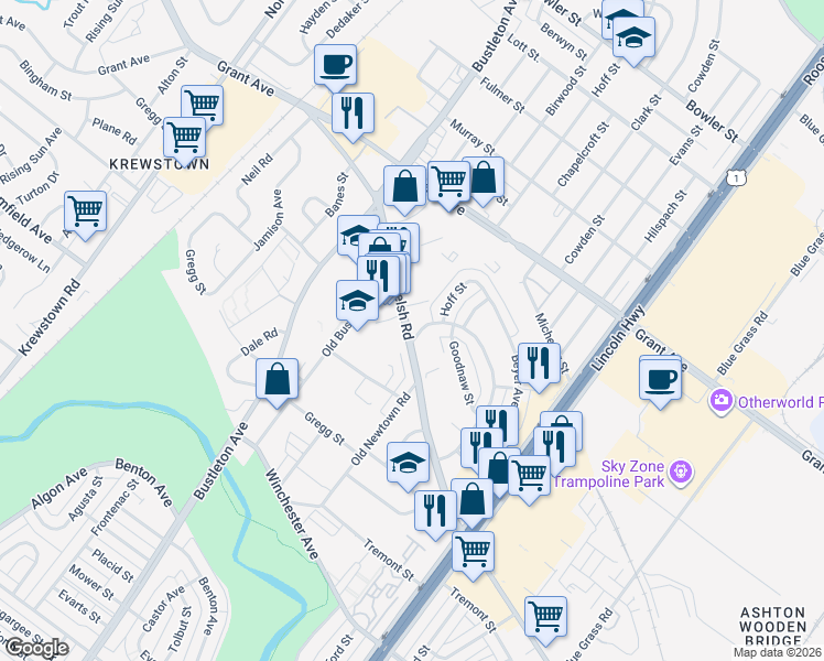 map of restaurants, bars, coffee shops, grocery stores, and more near in Philadelphia