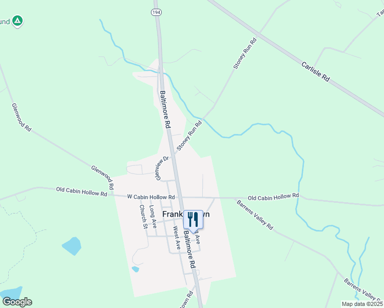map of restaurants, bars, coffee shops, grocery stores, and more near 114 North Baltimore Street in Dillsburg