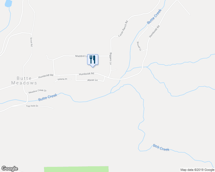 map of restaurants, bars, coffee shops, grocery stores, and more near 7588 Abner Lane in Butte Meadows