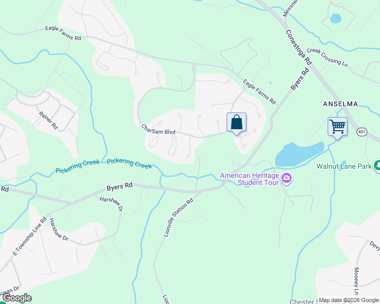 map of restaurants, bars, coffee shops, grocery stores, and more near 882 Samantha Circle in Chester Springs