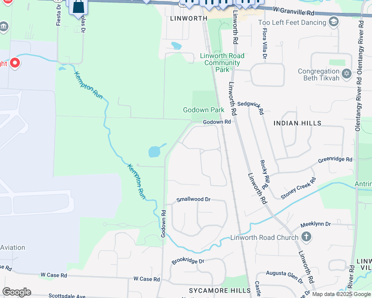 map of restaurants, bars, coffee shops, grocery stores, and more near 1349 Lane on the Lake in Columbus