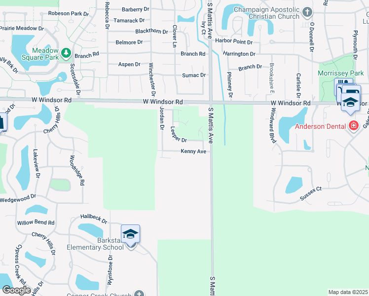 map of restaurants, bars, coffee shops, grocery stores, and more near 1904 Kenny Avenue in Champaign